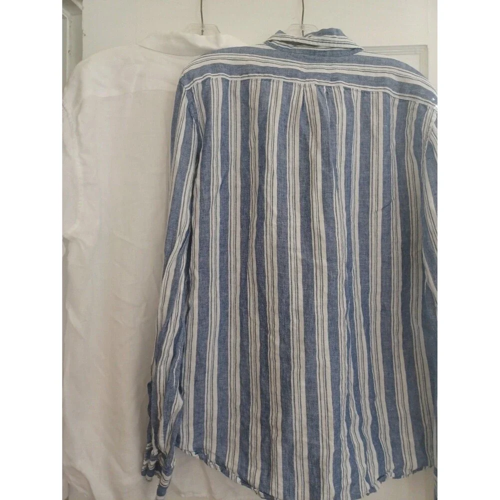J. Crew Baird McNutt Irish linen slim button down shirt mens XL set/2 blue white